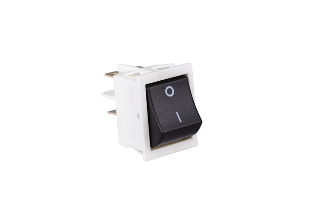 30*22mm White Body 2NO w/o Illumination with Terminal (0-I) Marked Black A14 Series Rocker Switch